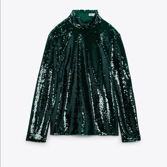 ZARA sequin turtleneck top and matching pants - Picture 6 of 13